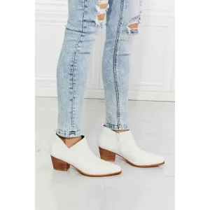 MMShoes Trust Yourself Embroidered Crossover Cowboy Bootie in White