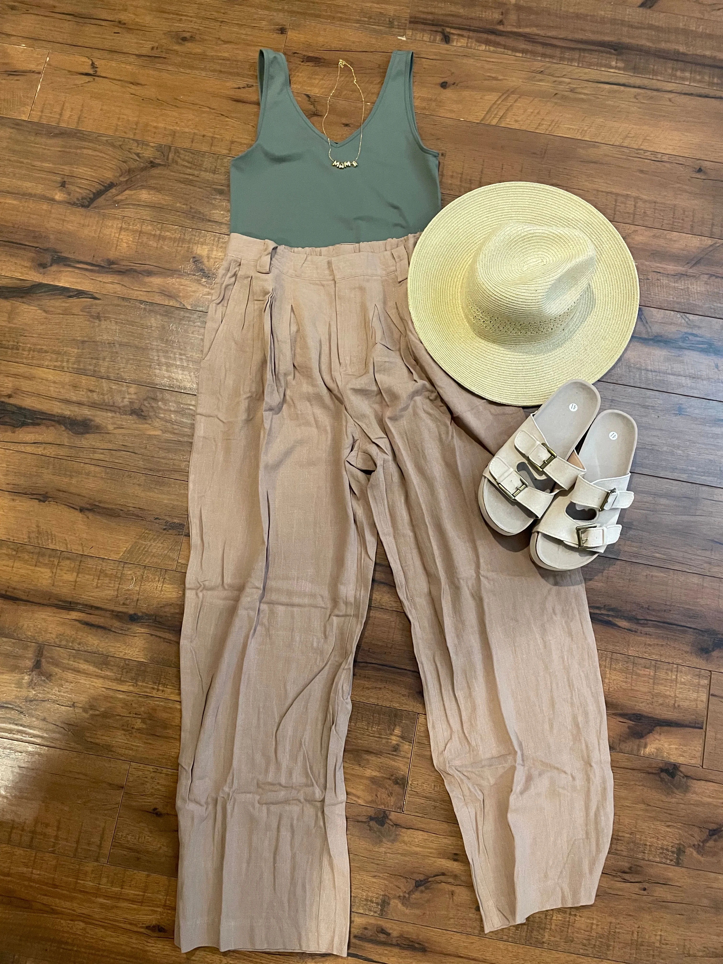 Mocha Pleated Wide Leg Pant