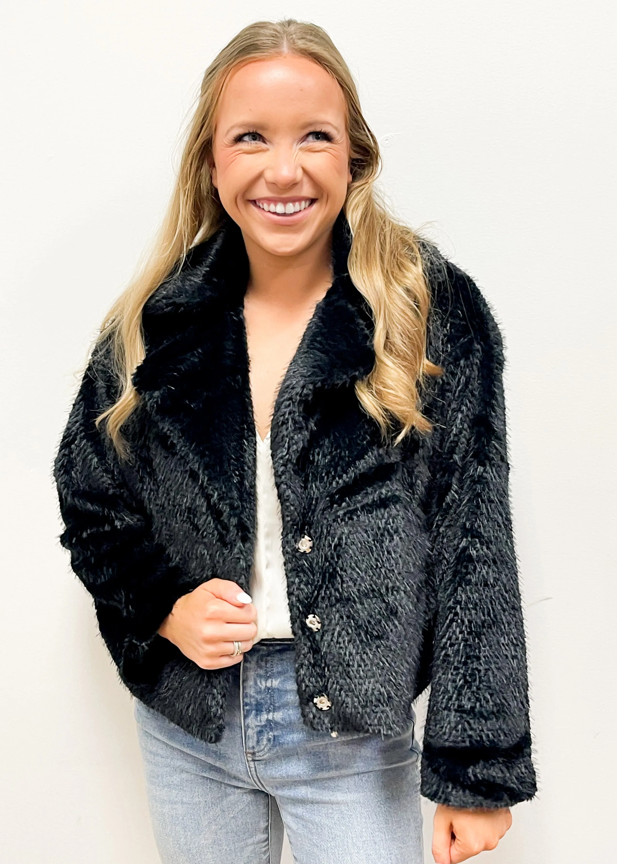 Molly Bracken Faux Fur Coat - Black