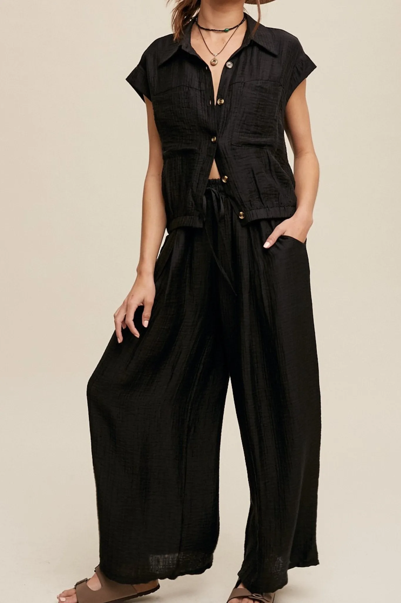 More Like Me Pleated Wide Leg Pants