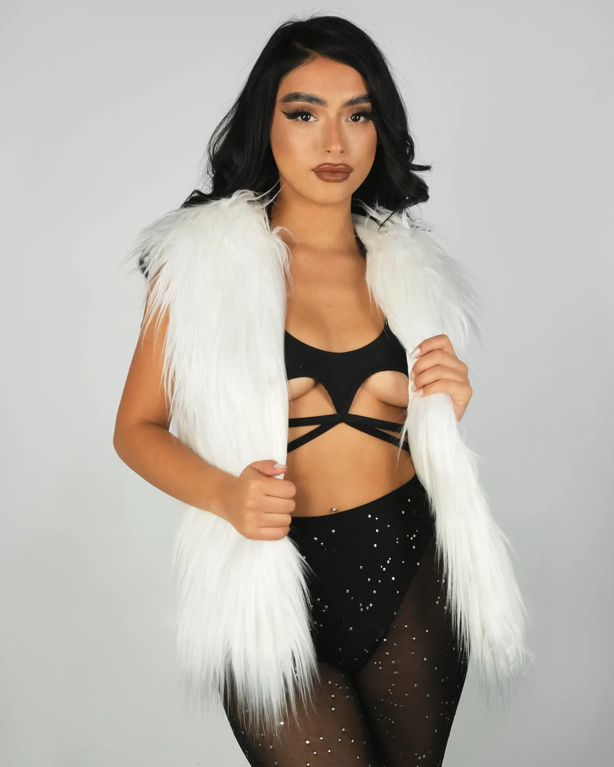 Multi-Color LED Hooded Faux Fur Vest