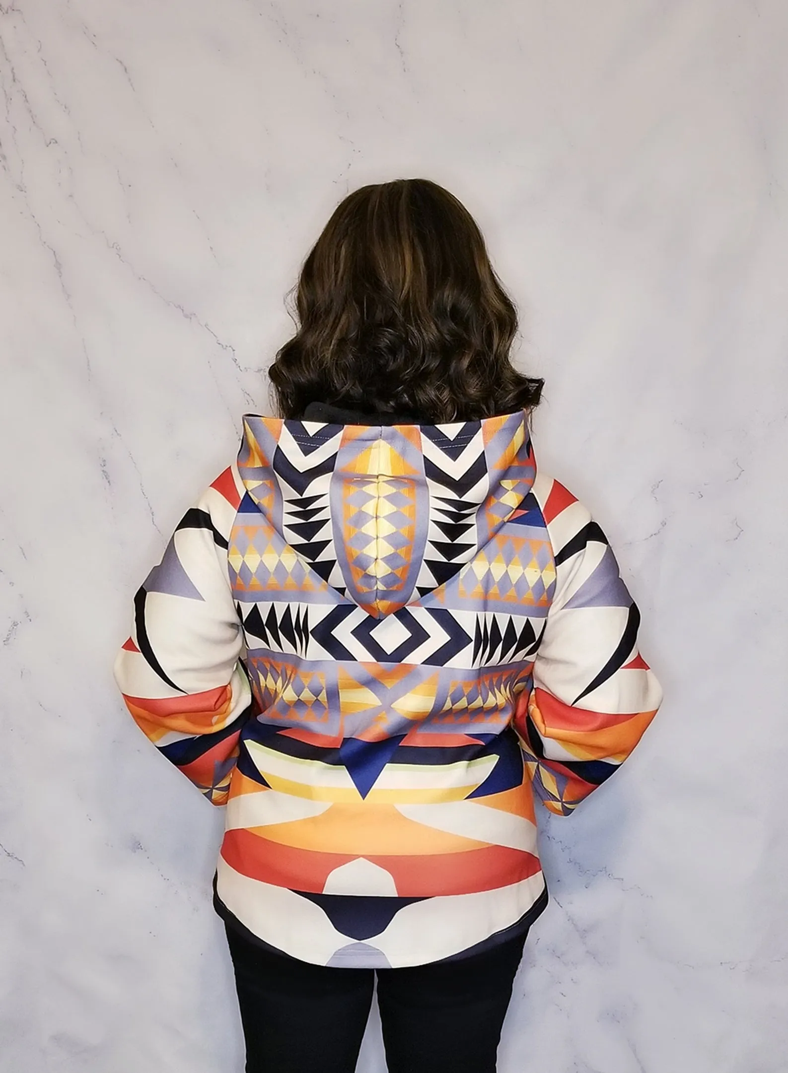Multi-Colored Hooded Duffle Coat