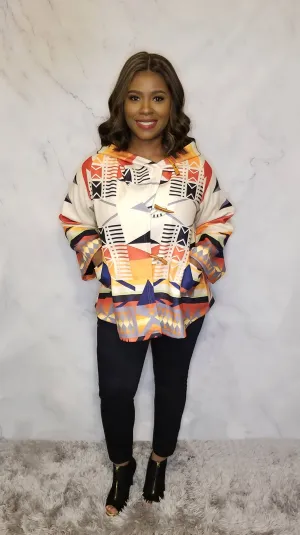 Multi-Colored Hooded Duffle Coat