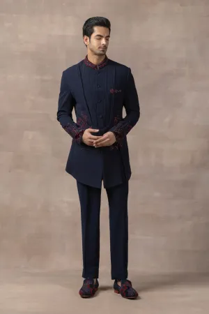 Navy Dual Layer Bandhgala Set