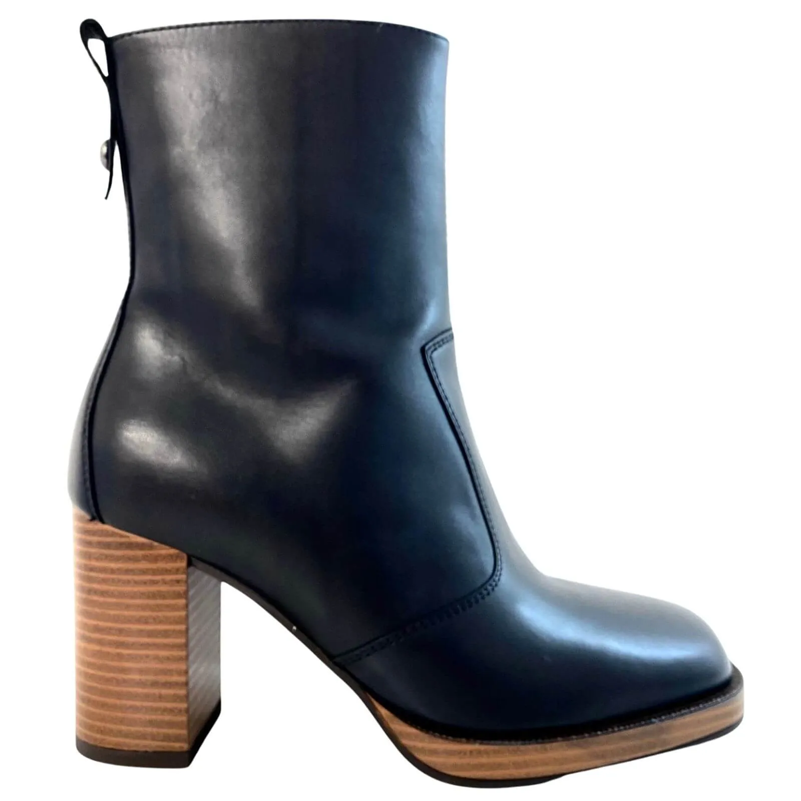 NeroGiardini Black Leather Block Heel Platform Boots