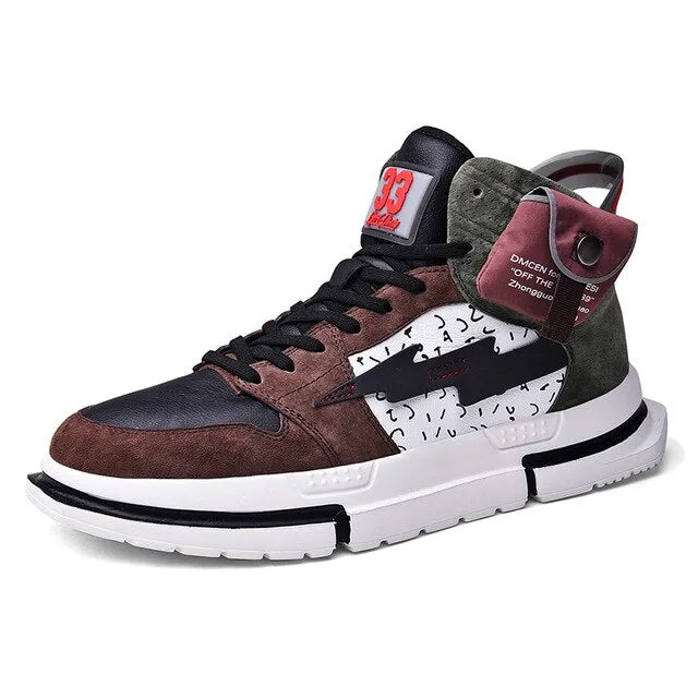 New Casual Shoes For Men Fashion Leather Shoes Man High Quality Mens Flats Casual Sneakers Rubber Bottom Mens Lace Up Sneakers
