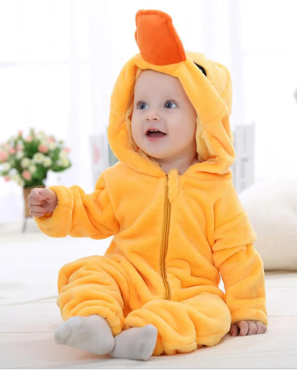 Newborn Baby Cartoon Animals Winter Bunting Bodysuit Warm Hooded Romper Jumpsuit