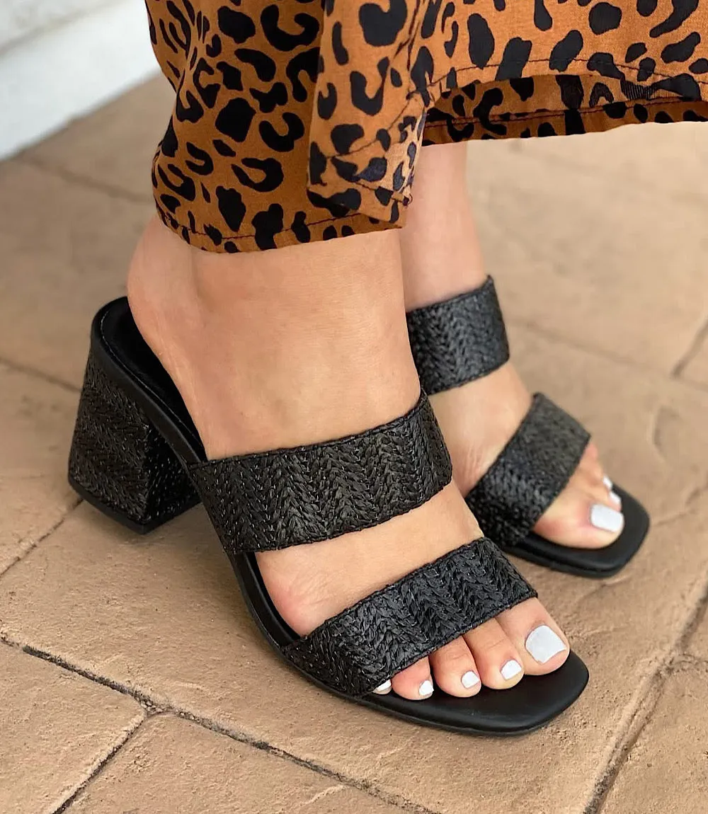 Newport Raffia Strap Heel Sandals