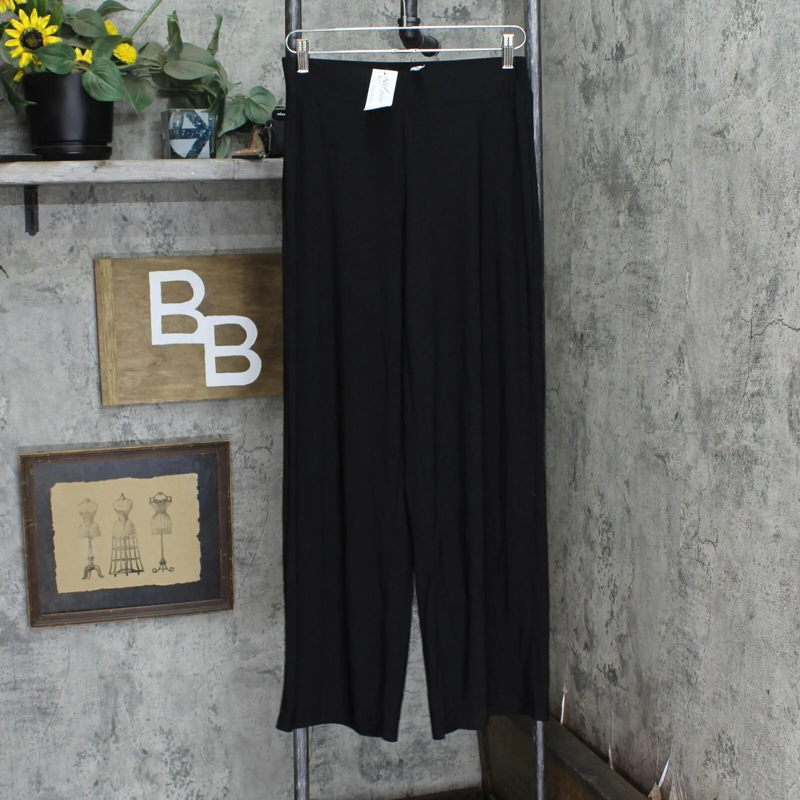Ny Collection Womens Petites Wide Leg Pull On Palazzo Pants PQIP0025 Black PM