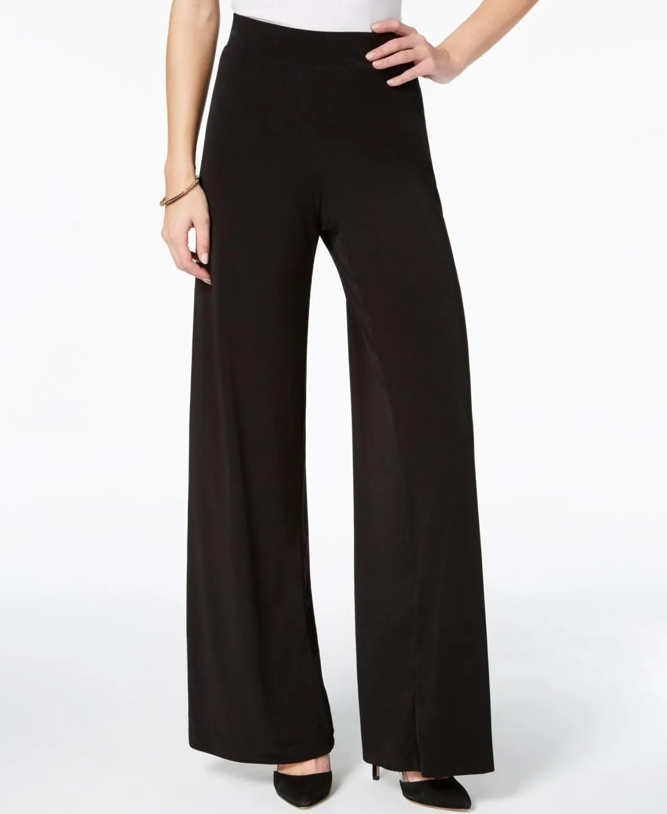 Ny Collection Womens Petites Wide Leg Pull On Palazzo Pants PQIP0025 Black PM
