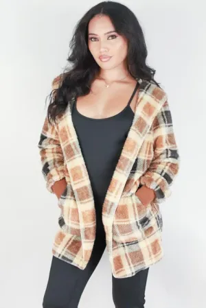 OPEN FRONT FAUX FUR JACKET