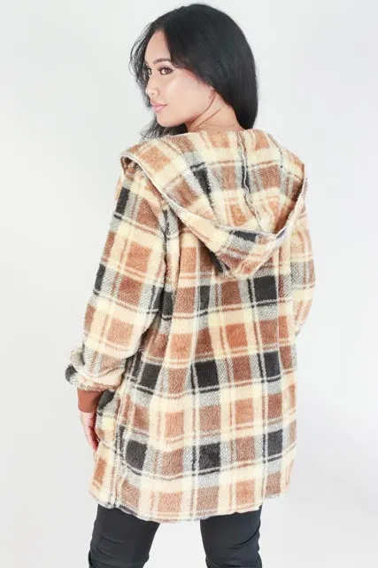 OPEN FRONT FAUX FUR JACKET