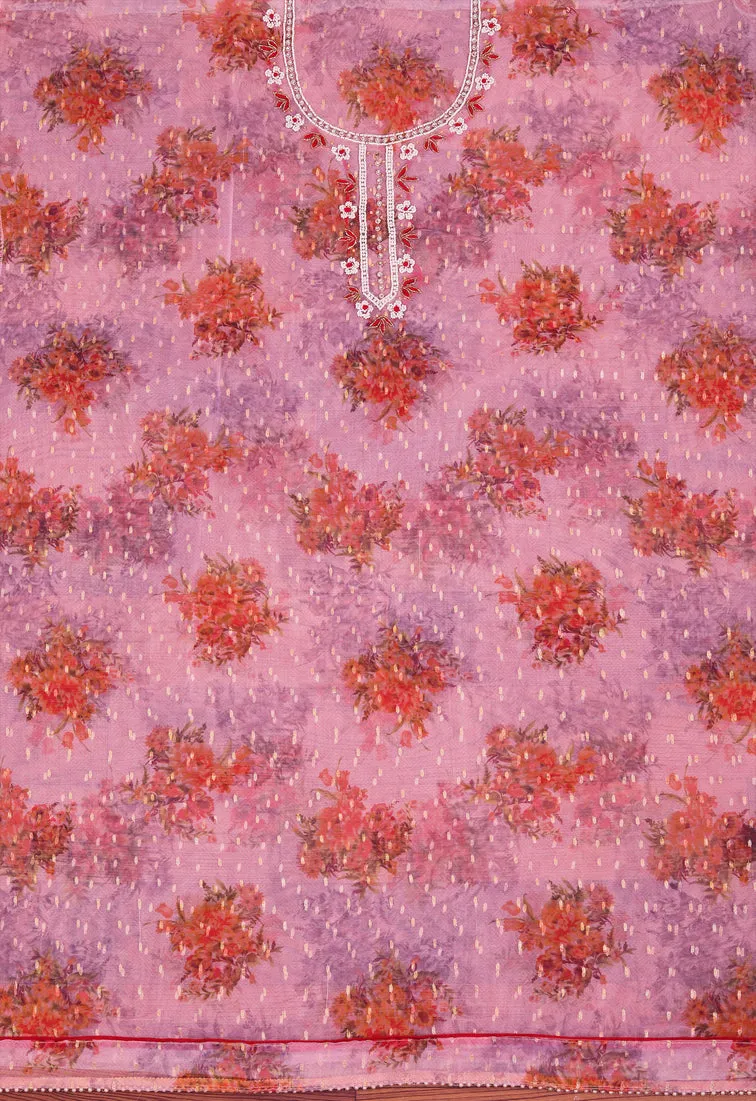 Organza Embellished Dress Material With Dupatta