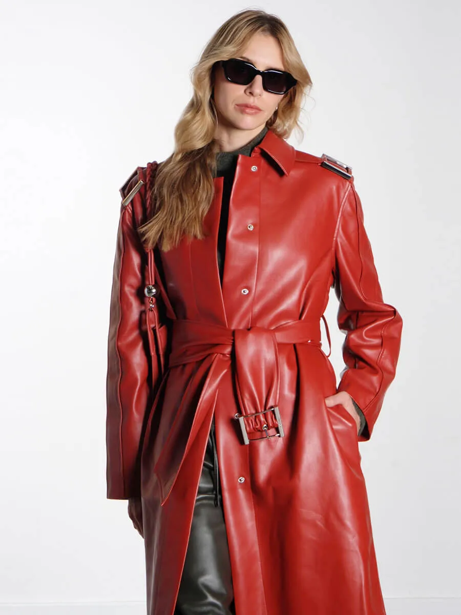 Oversized Trench Coat - Red Ochre