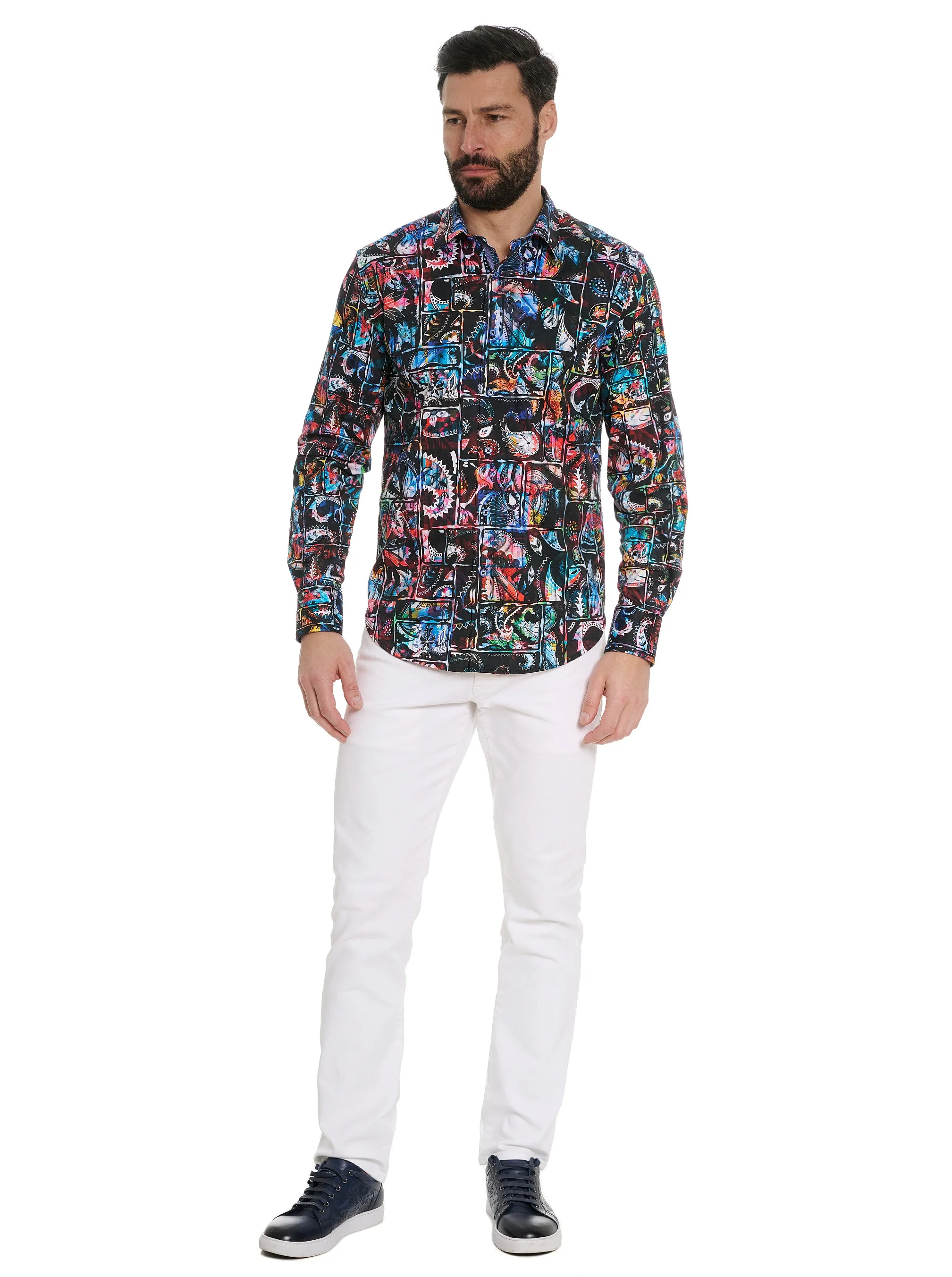 PAISLEY BRICKS LONG SLEEVE BUTTON DOWN SHIRT