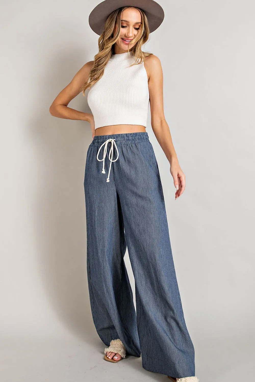 Pin Stripe Wide Leg Pants * on sale