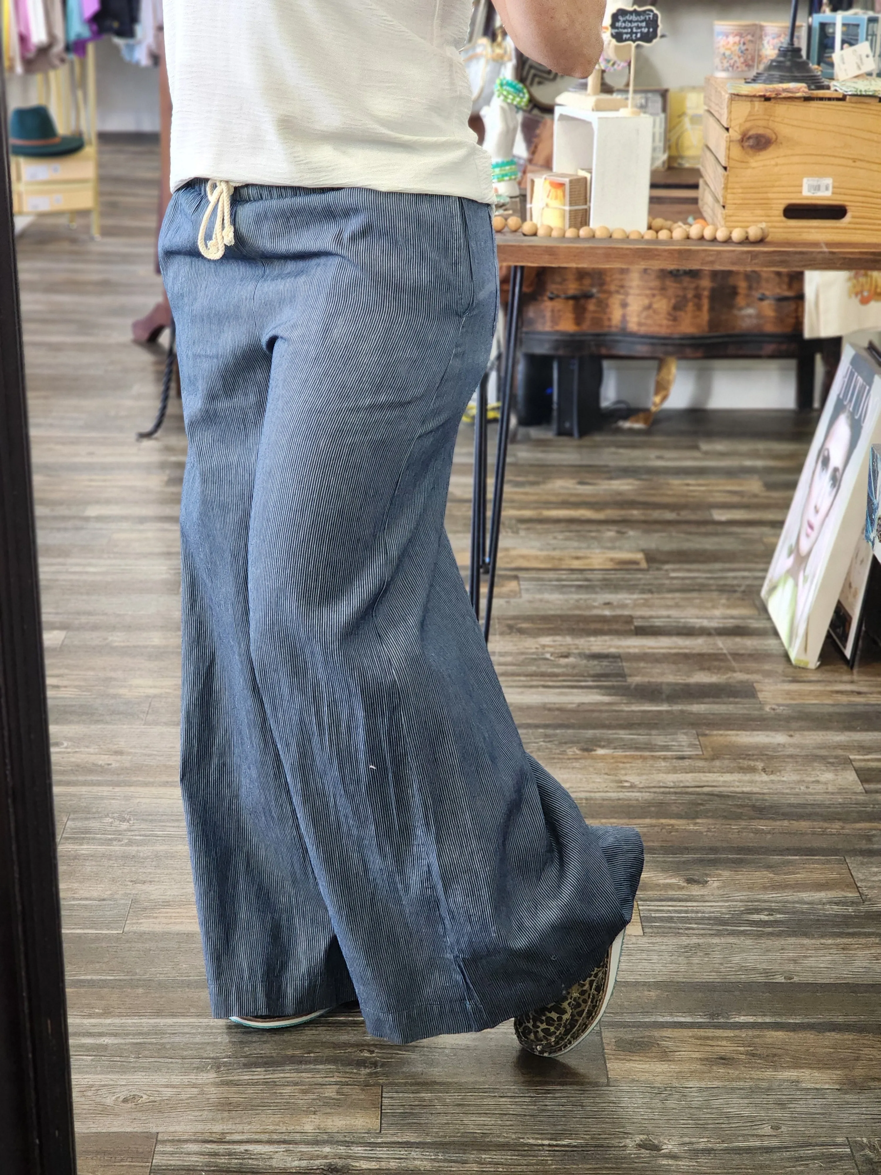 Pin Stripe Wide Leg Pants * on sale