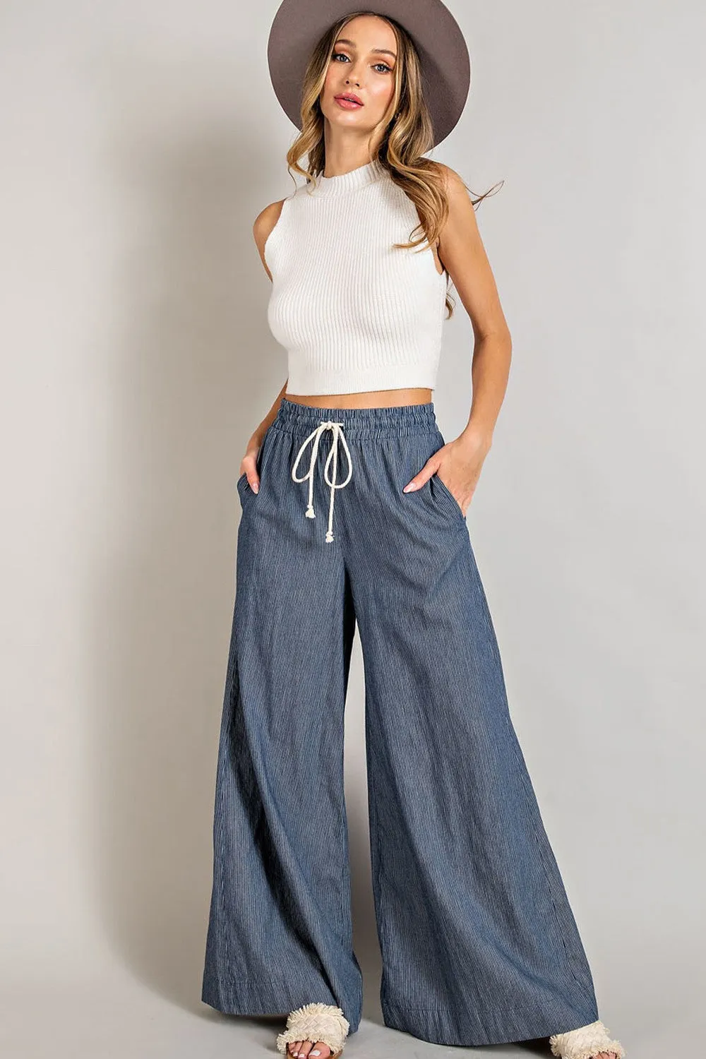 Pin Stripe Wide Leg Pants * on sale