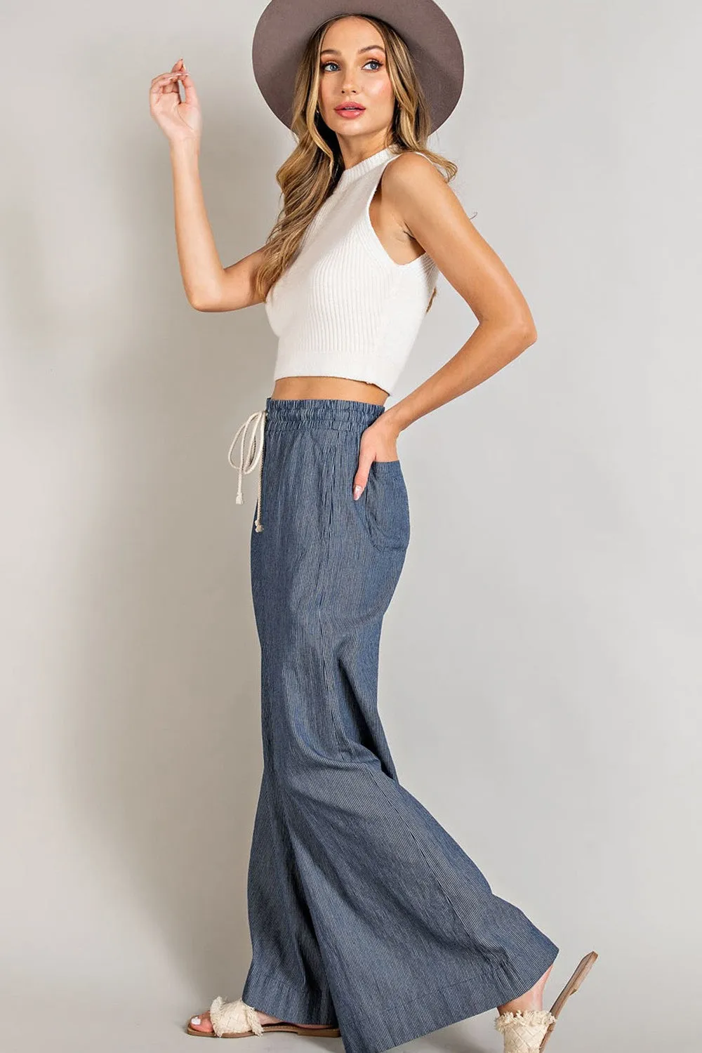 Pin Stripe Wide Leg Pants * on sale