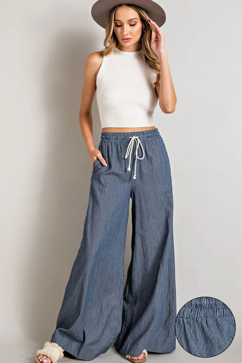 Pin Stripe Wide Leg Pants * on sale