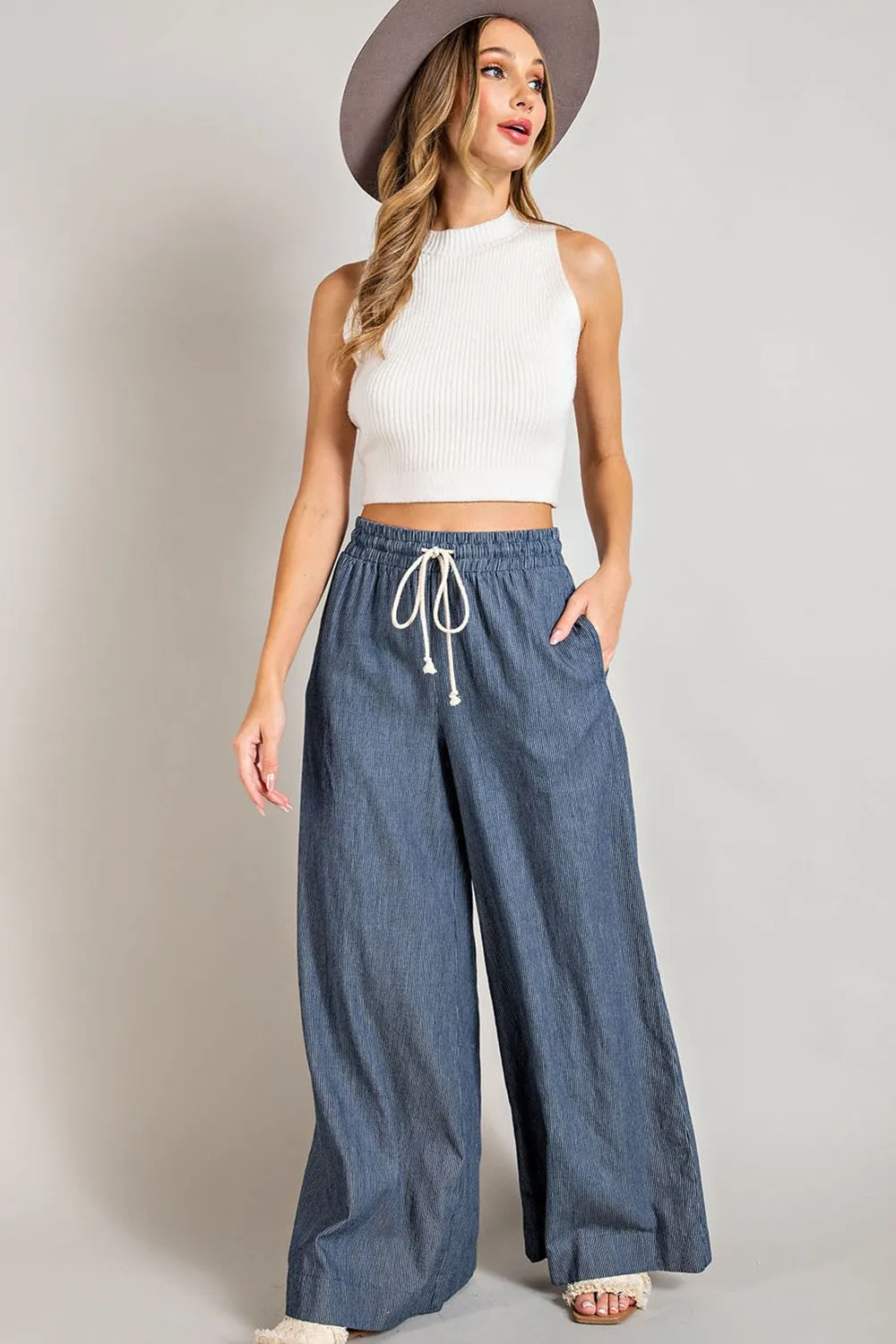 Pin Stripe Wide Leg Pants * on sale