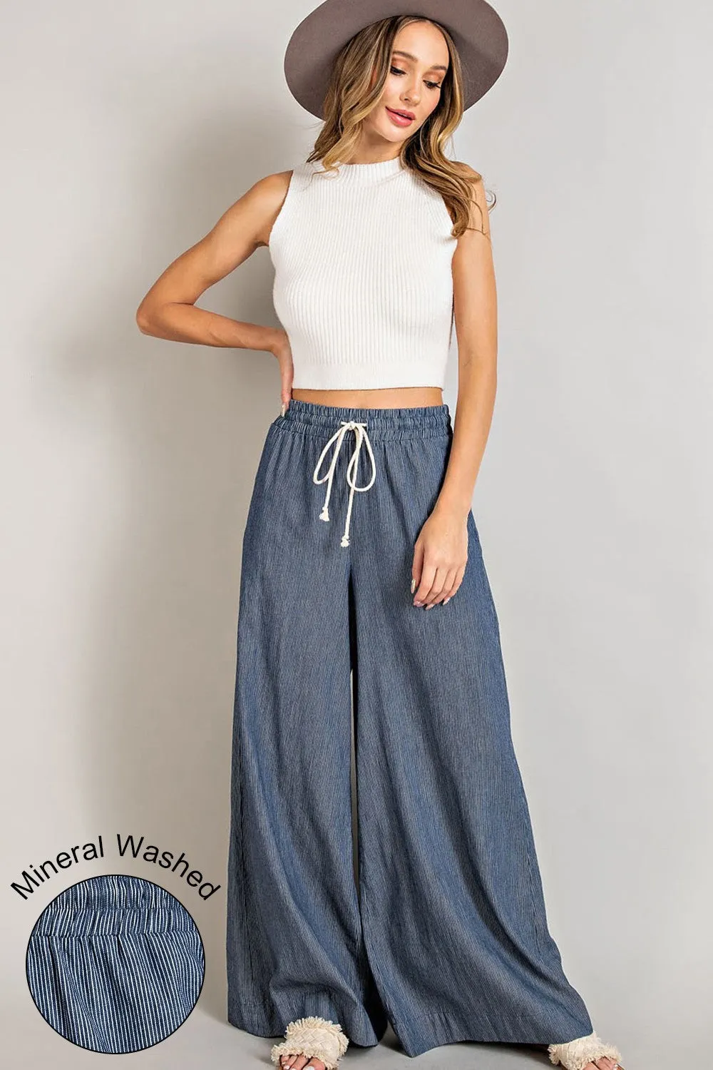 Pin Stripe Wide Leg Pants * on sale