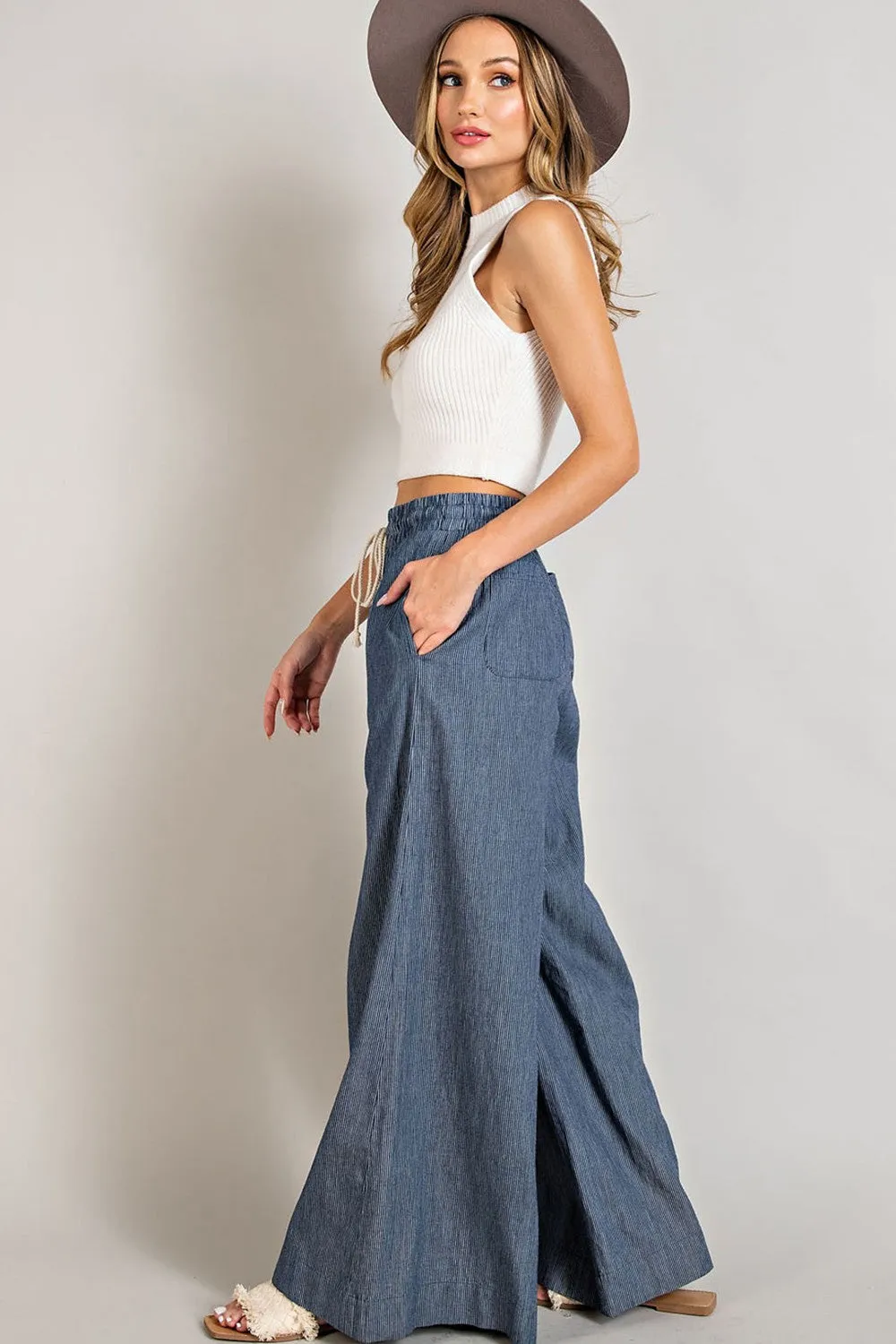 Pin Stripe Wide Leg Pants * on sale