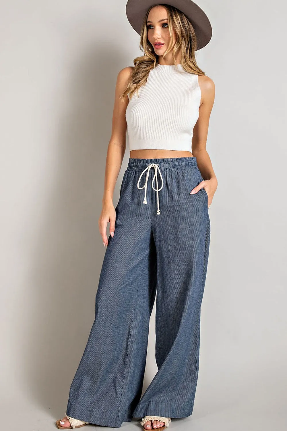 Pin Stripe Wide Leg Pants * on sale