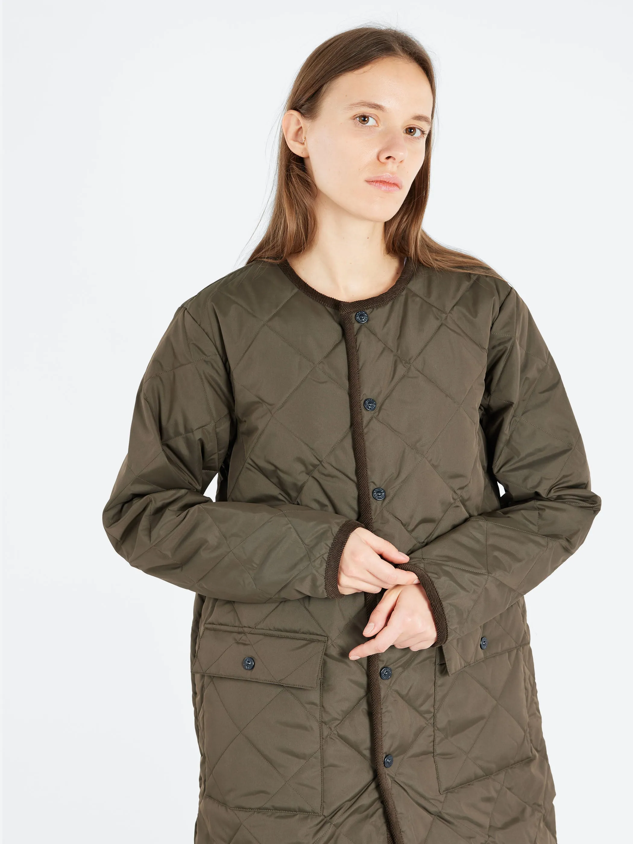 Piping Crew Neck Long Down Coat