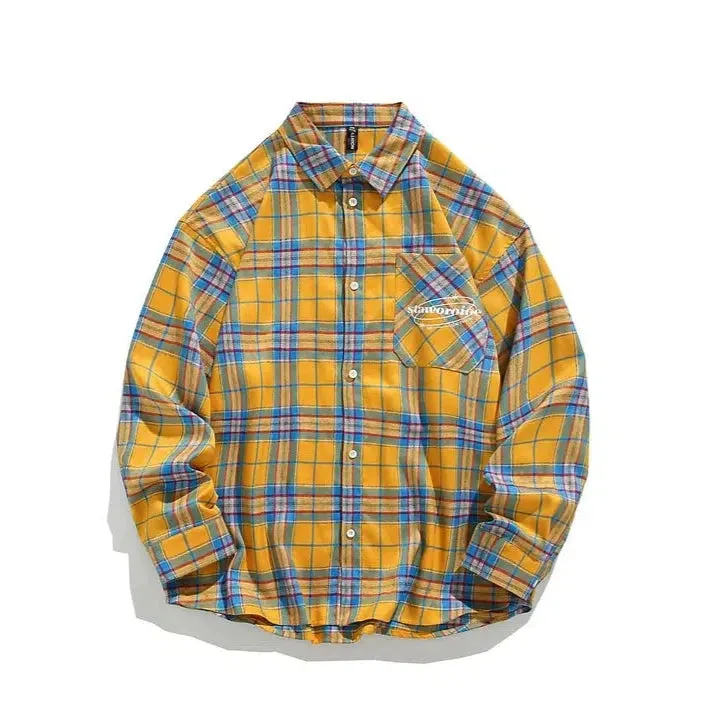 Plaid Casual Button-Down Pocket Shirt