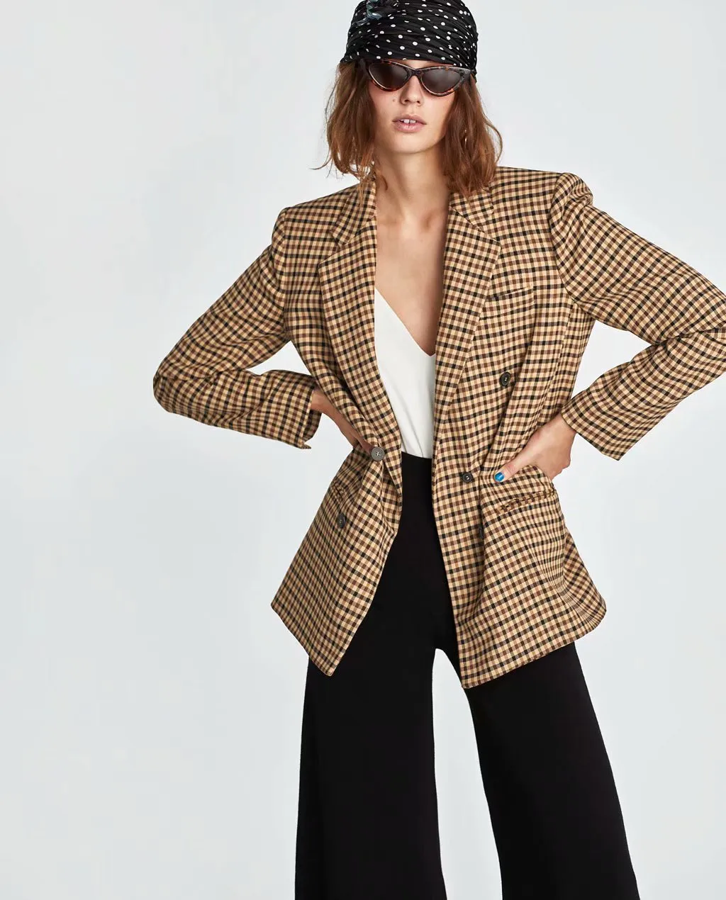 Plaid coat ladies small suit