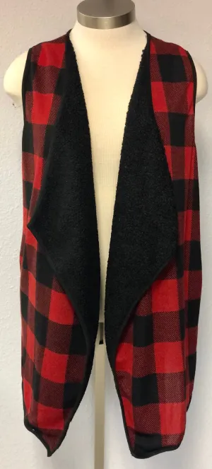 PLAID FAUX FUR VEST