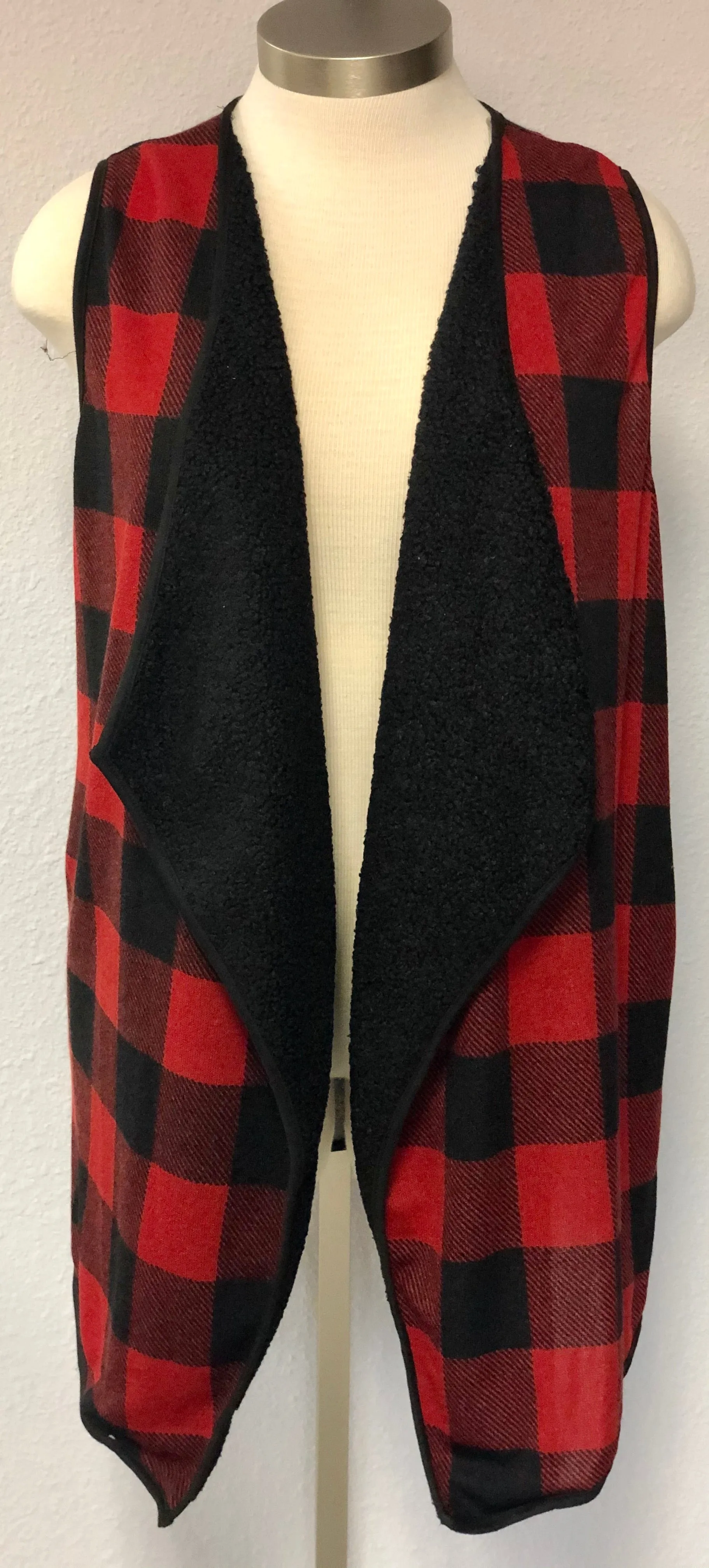 PLAID FAUX FUR VEST