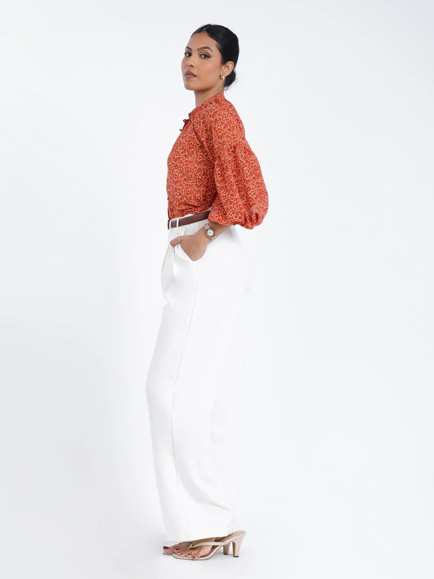 Pleat Detail Wide Leg Pant