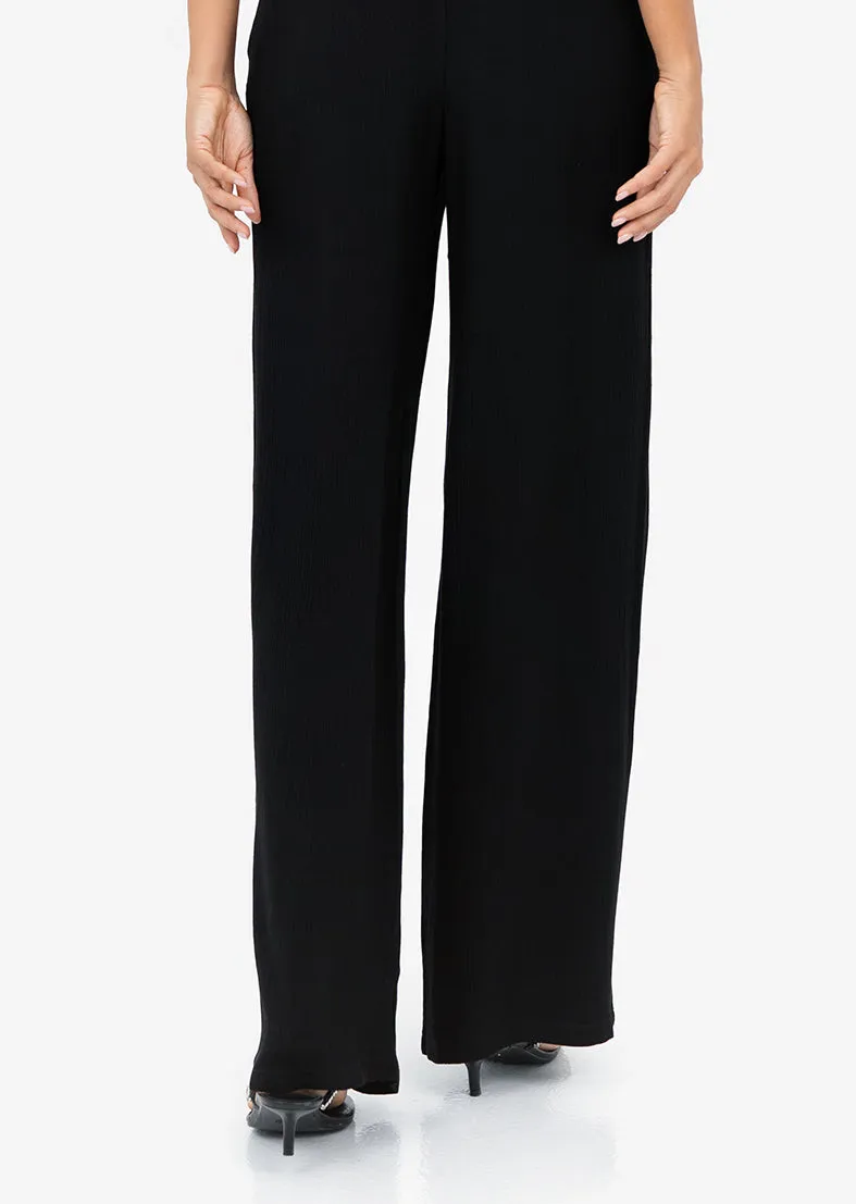 Plisse Wide Leg Pant Black