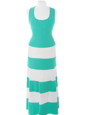 Plus Size Stripe Colorblock Teal Maxi Dress