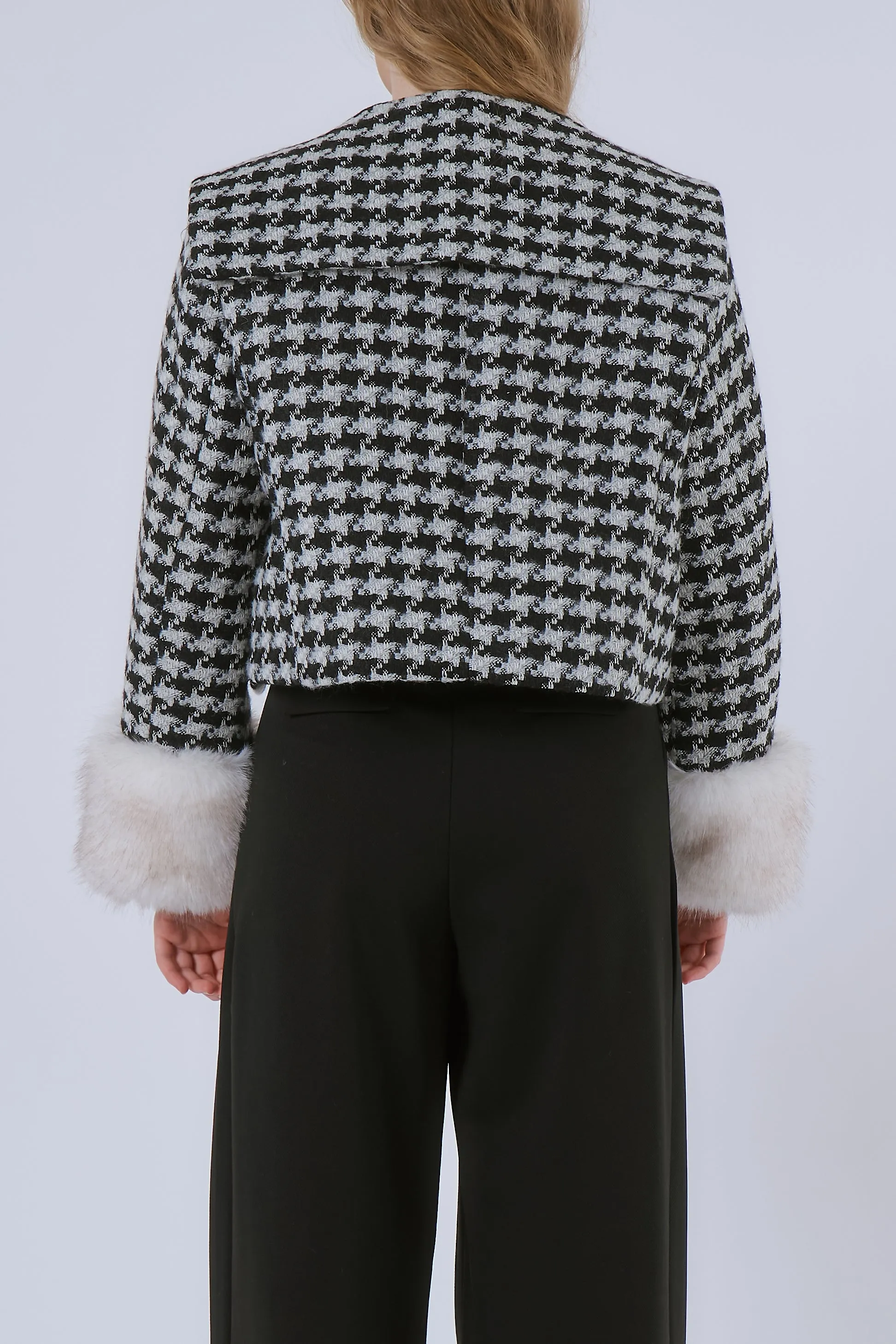 Poline Faux Fur Houndstooth Jacket