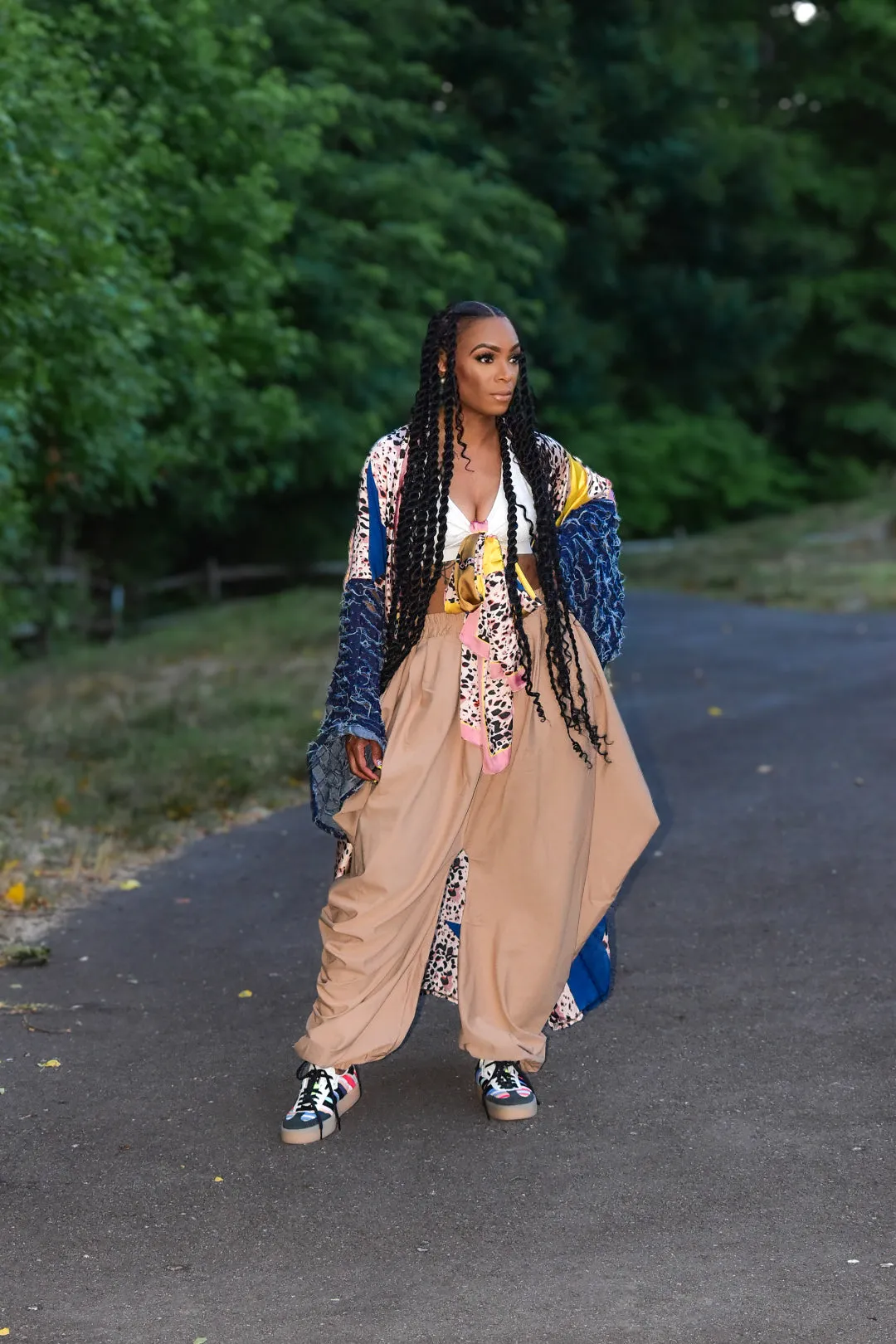 POPPIN Wide Leg Harem Pants