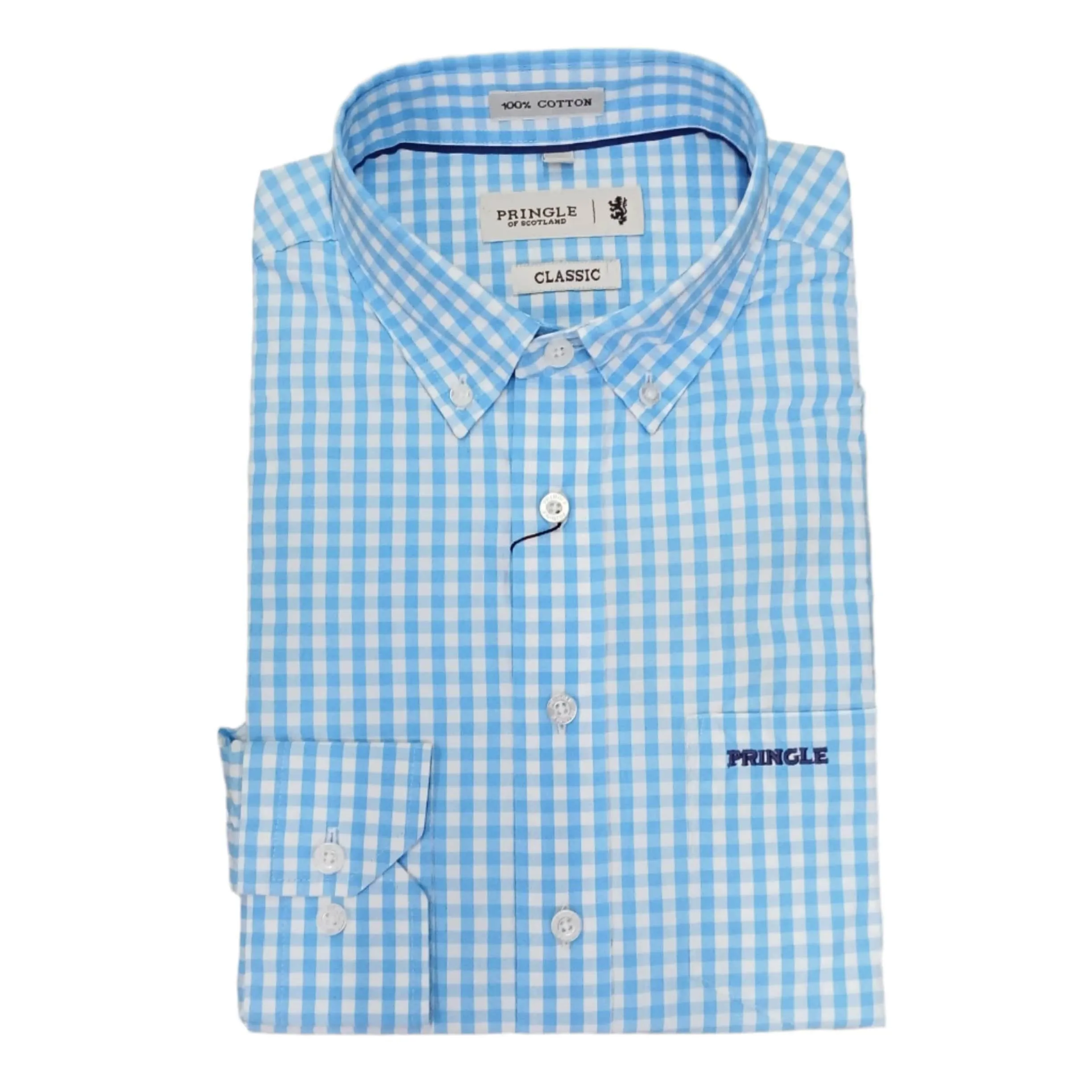 Pringle Men's Long Sleeve Arnold Blue Check