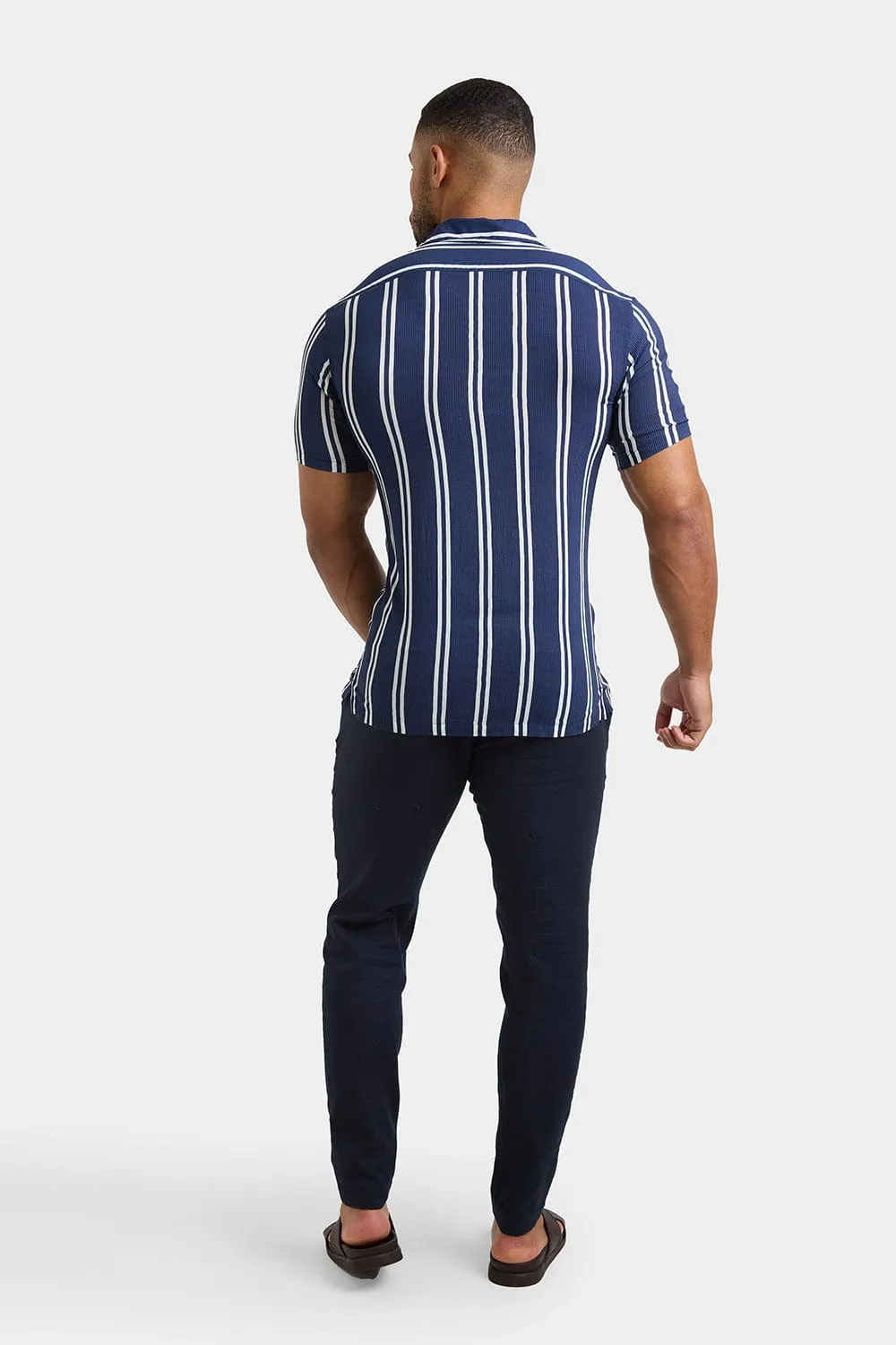 Printed Shirt in Navy Retro Stripe