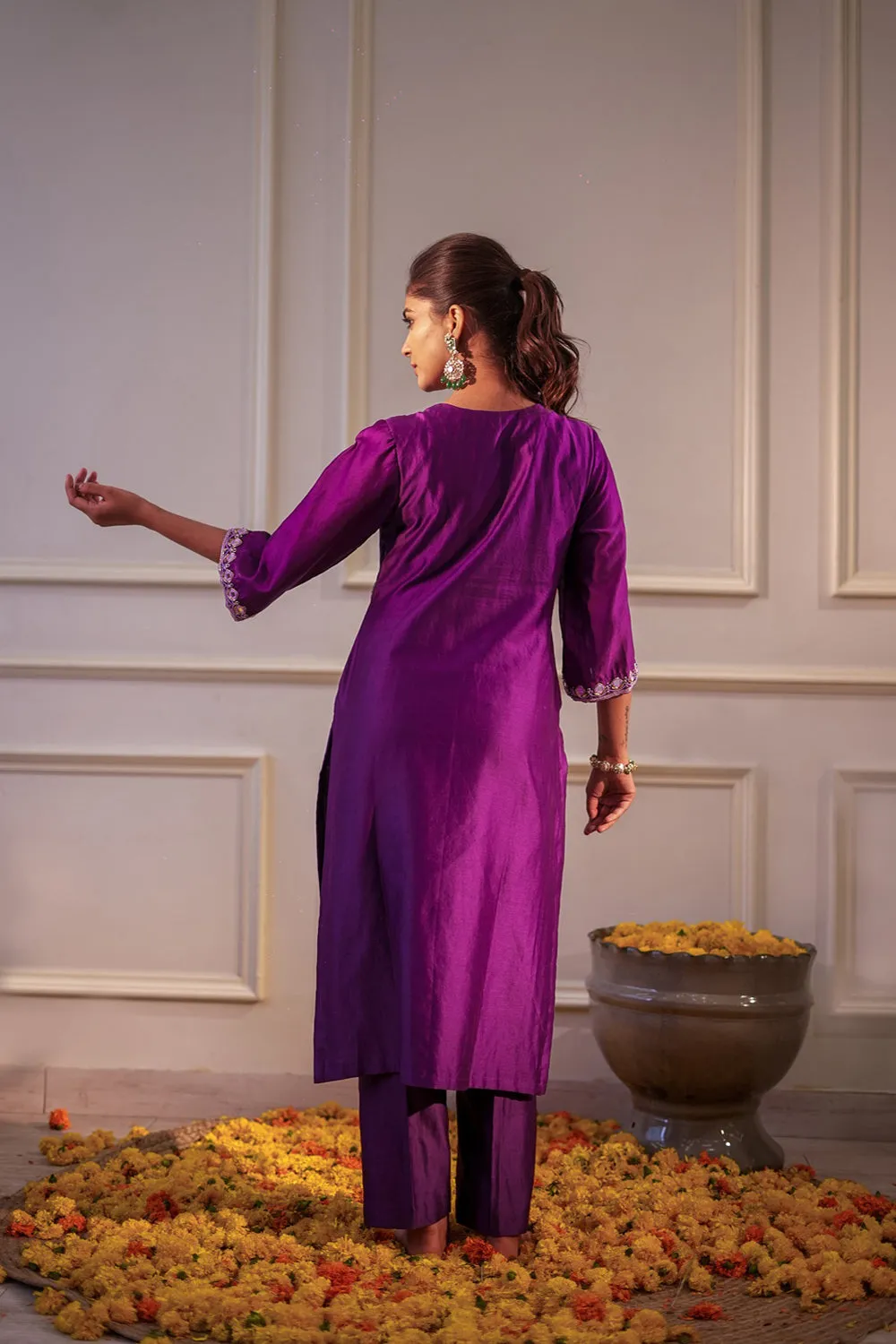 Purple Sequin Kurta Set