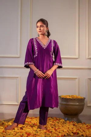 Purple Sequin Kurta Set