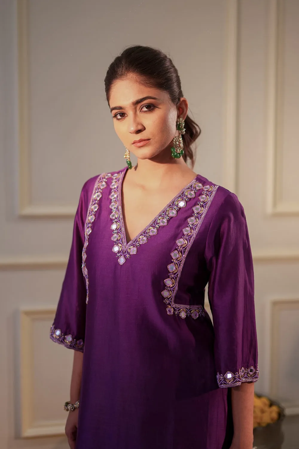 Purple Sequin Kurta Set