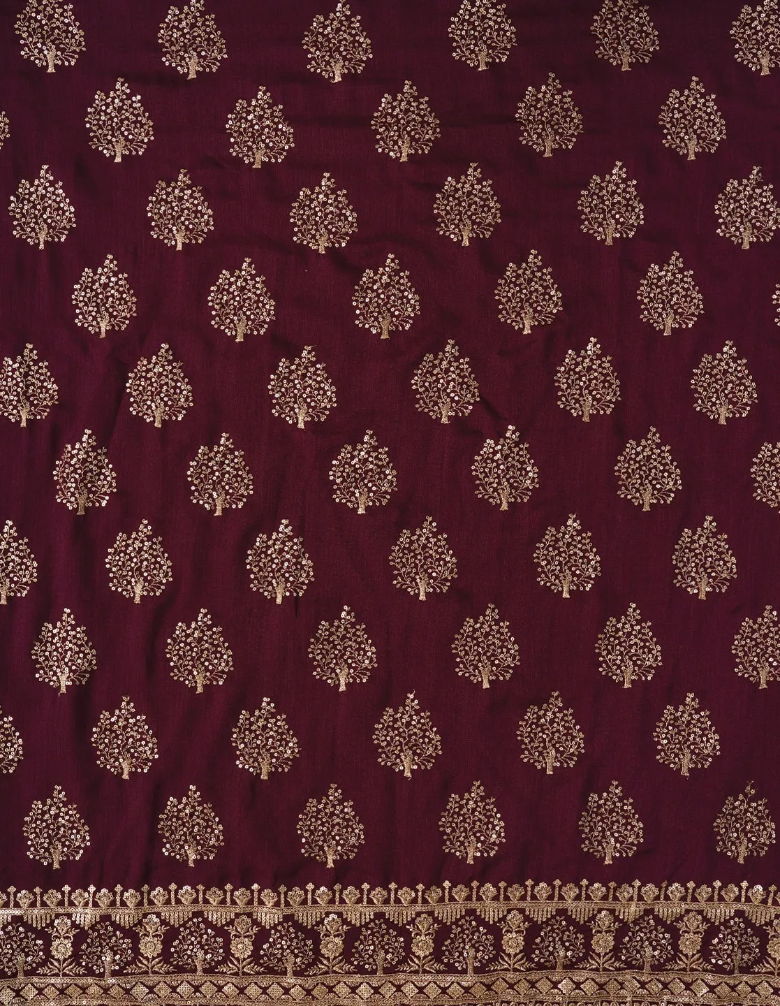 Purple Sequin Work Cotton Blend Dress Material with Dupatta