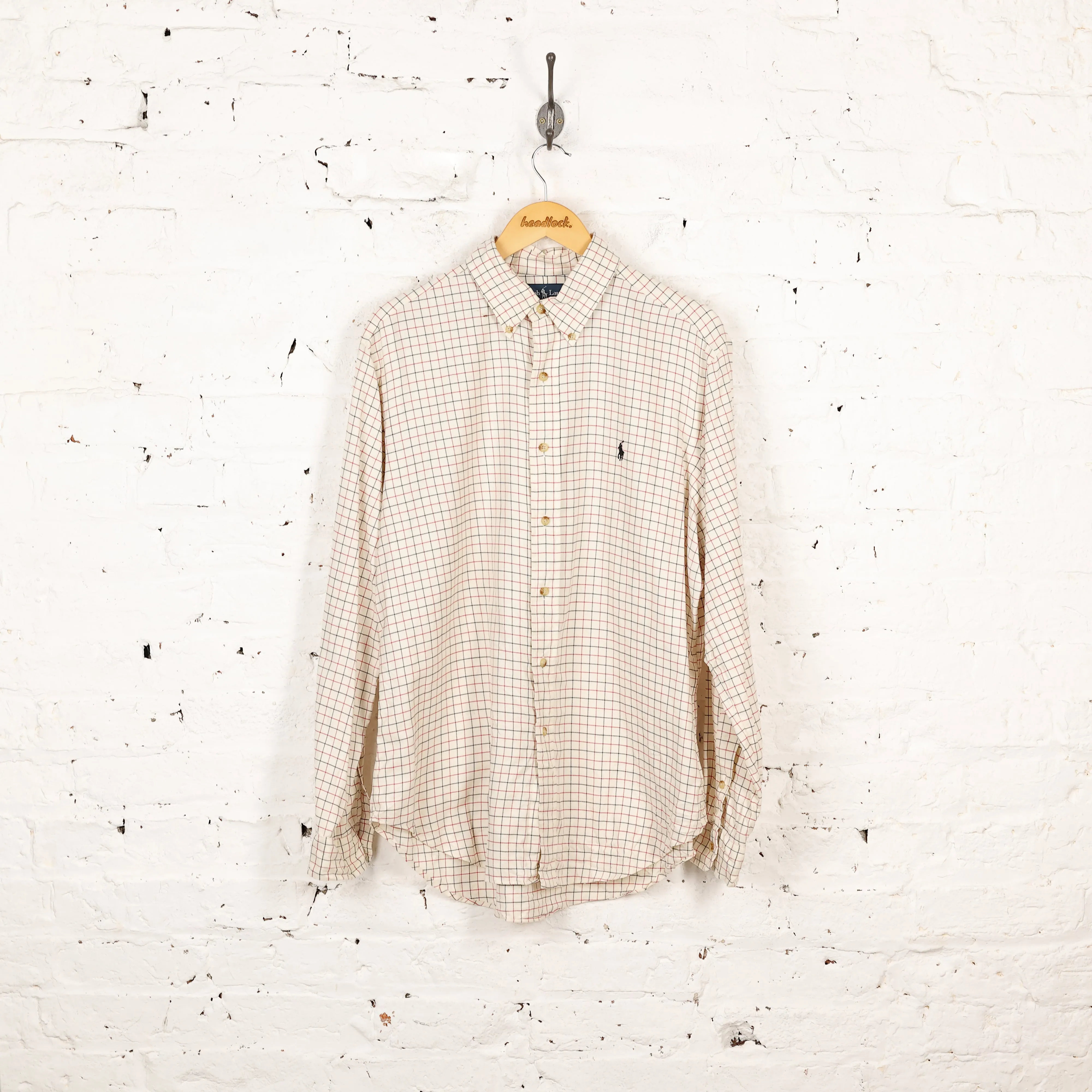 Ralph Lauren Button Down Check Shirt - White - L