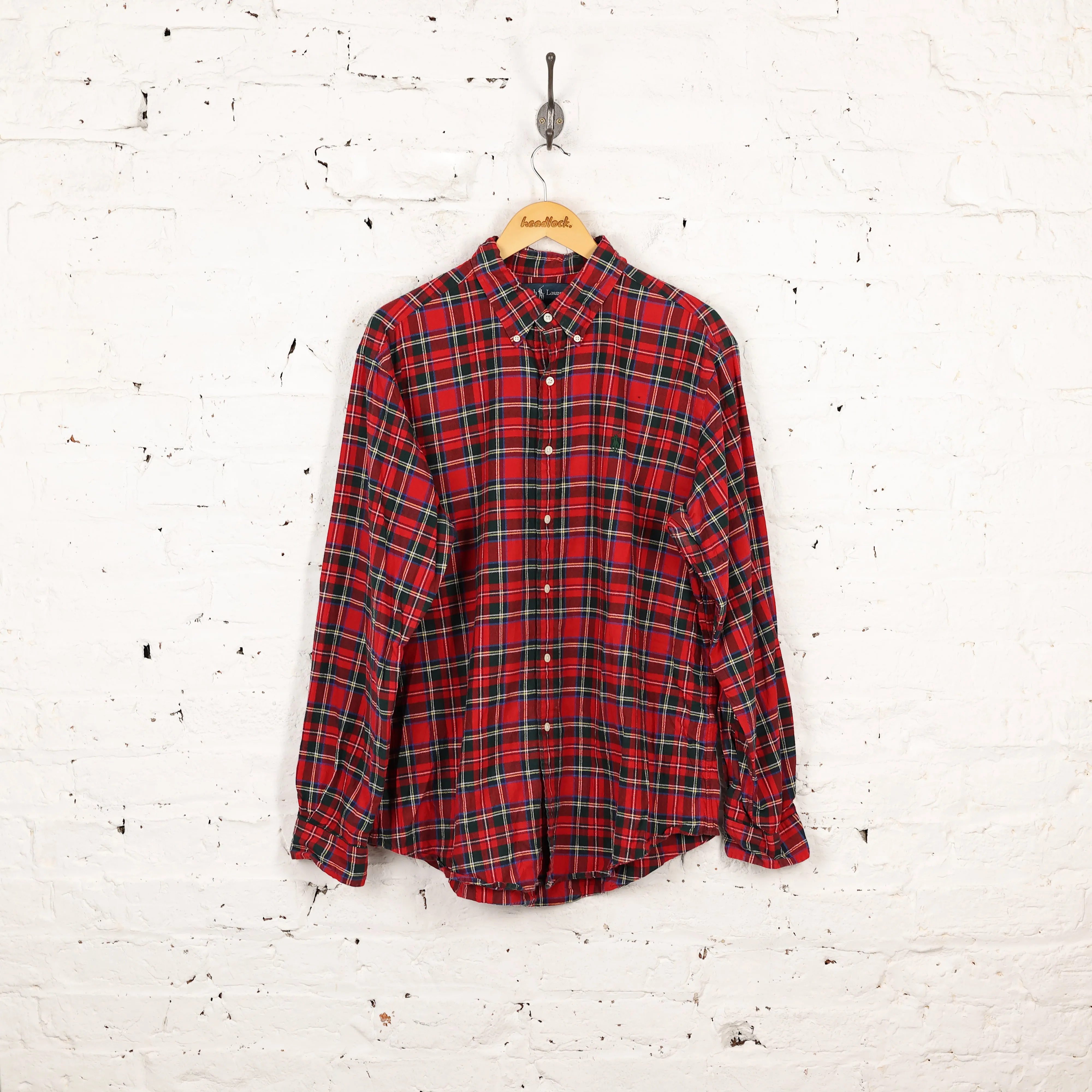 Ralph Lauren Tartan Check Button Down Shirt - Red - XL