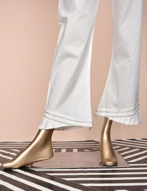 Ready To Wear Cotton Lace Work Frill Trouser - Chime (CT-4-White)