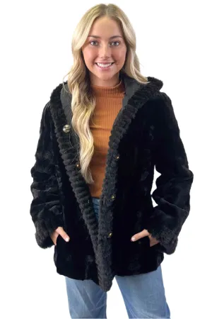 Reversible Sheared Mink Fur Jacket with Hood