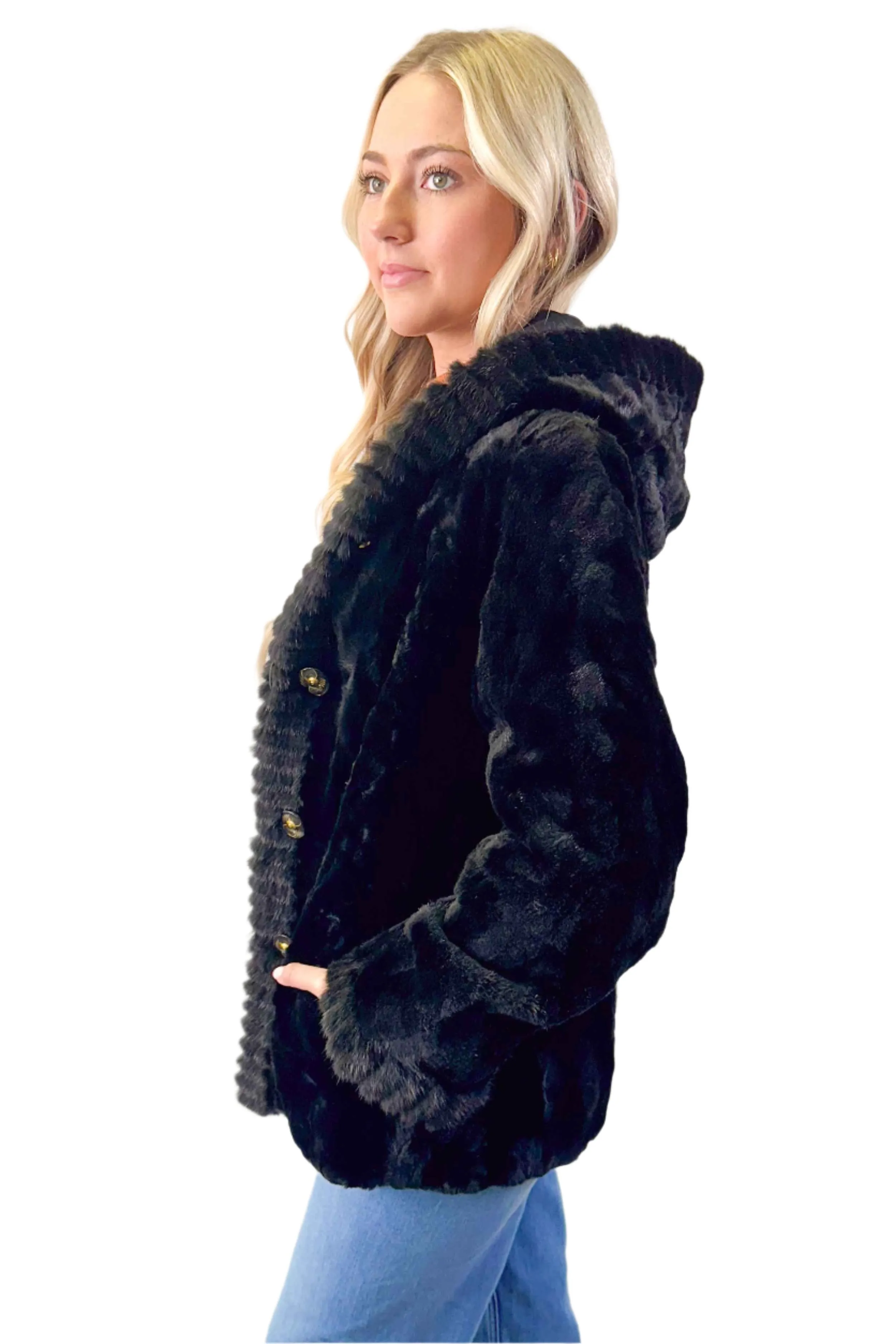 Reversible Sheared Mink Fur Jacket with Hood