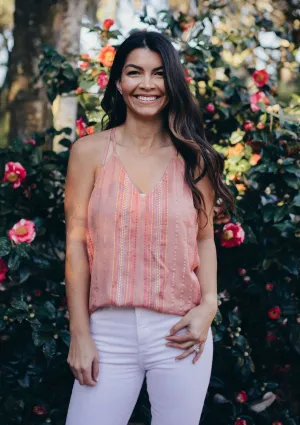 Rose Quartz Metallic Stripe Tank Top